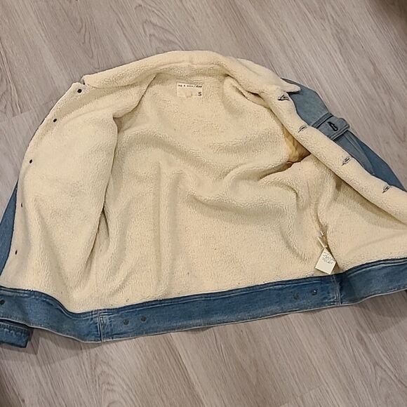 Rag & Bone Huntington Sherpa Lined Denim Jacket Coat SM Oversized Style winter - Picture 3 of 6